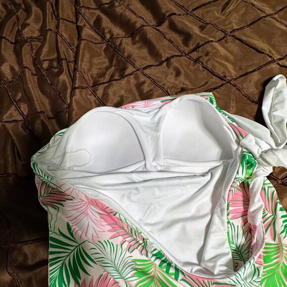 NWT-Mary Square Multi Palms One Shoulder Bow Mio Swimsuit-Sz XL - Picture 5 of 8